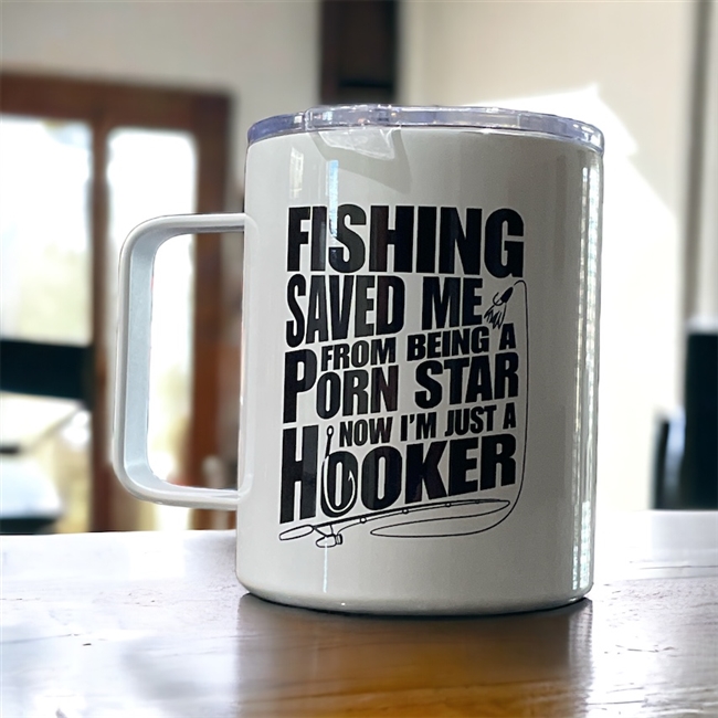 RippinLips Fishing coffee mug with lid keeps cold